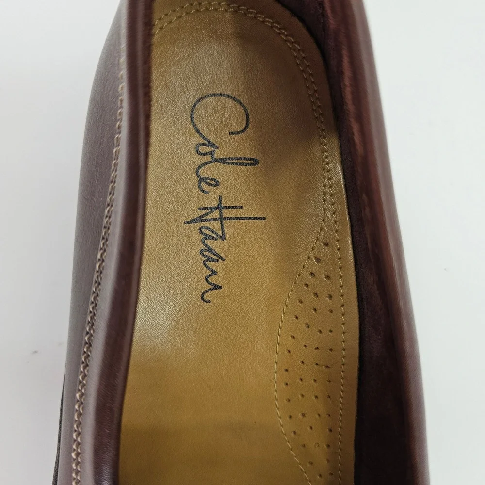 Cole Haan Mens Brown Leather Penny Loafers Moc Toe Slip On Shoes Size 9 - Picture 8 of 9
